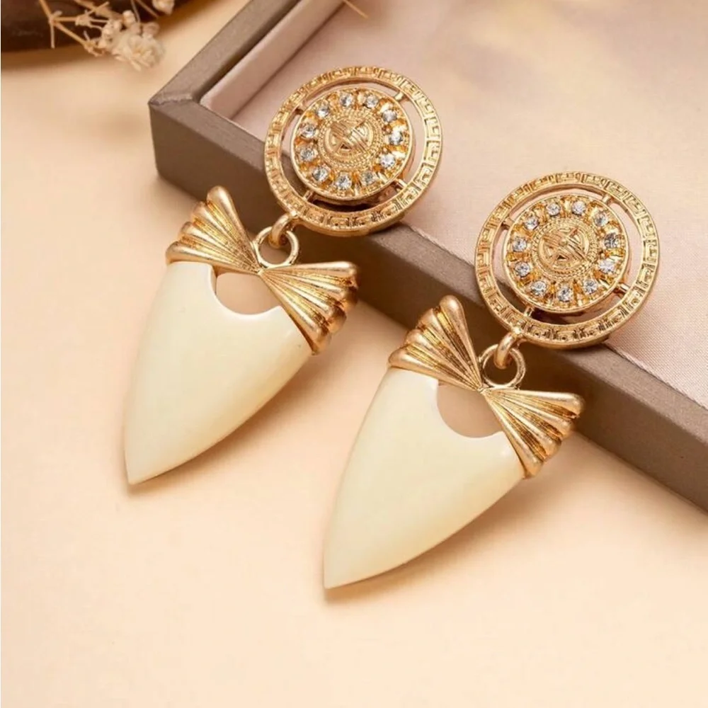 Sculptural Ivory Tusk Drop Earrings